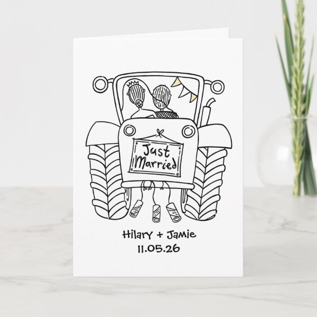 Traktor-Land-Hochzeitskarte Karte (Vorderseite)