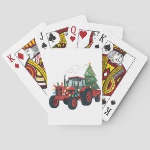 Traktor mit Anhänger Santa Farm Bauer Weihnachten Spielkarten