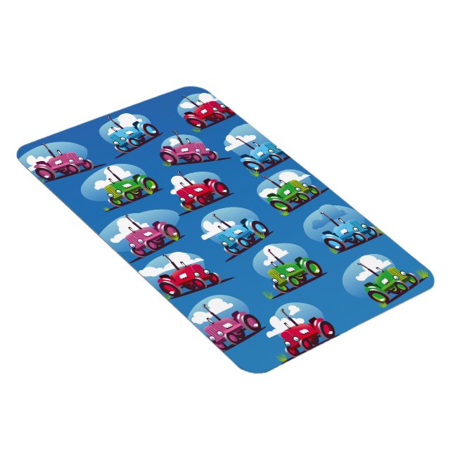 Traktor Muster (blauer Hintergrund) Magnet (Rechte Seite)