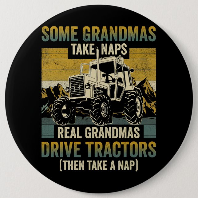 Traktor Oma Farm Geschenke Real Grandmas Drive Tra Button (Vorderseite)