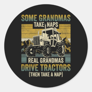 Traktor Oma Farm Geschenke Real Grandmas Drive Tra Runder Aufkleber