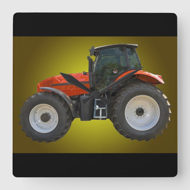 Traktor Quadratische Wanduhr (Vorderseite)
