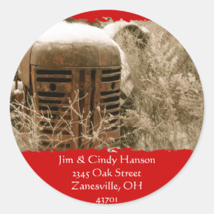 Traktor-Rücksendeadressen-Aufkleber Runder Aufkleber