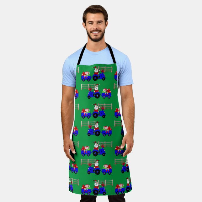 Traktor Santa mit Geschenken Weihnachten Schürze (Getragen)