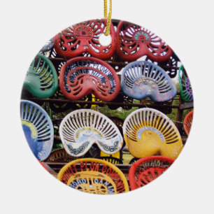 Traktor-Sitze an der Traktor-Show Keramikornament