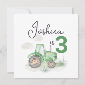 Traktor-Thema 13,3 cm x 13,3 cm Einladung