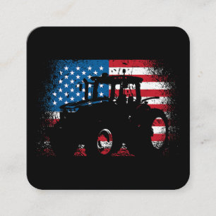 Traktor USA-Flagge Design für patriotischen Landwi Quadratische Visitenkarte