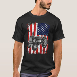 Traktor USA-Flagge Hof Ernte Landwirtschaft Scheun T-Shirt