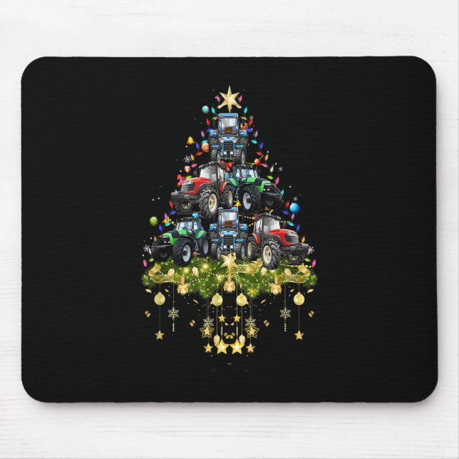 Traktor Weihnachtsbaum Lights Holiday Traktor Xmas Mousepad (Vorne)