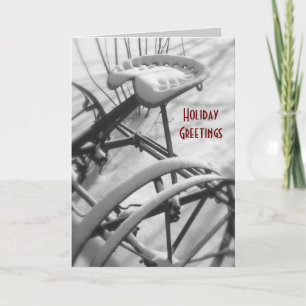 Traktor Weihnachtskarte: alter Traktorsitz Feiertagskarte