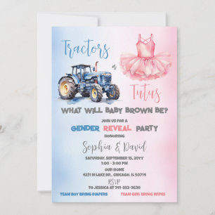 Traktoren oder Tutus Gender Reveal Party Einladung