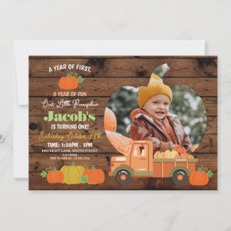 Traktoren Pumpkins Geburtstag 1. Foto Jungen 1 Einladung