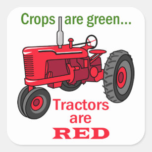 Traktoren sind rot quadratischer aufkleber