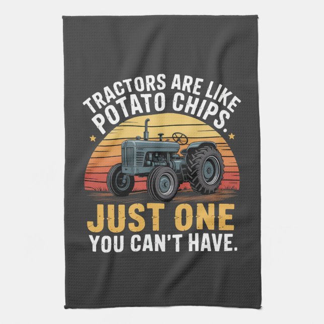 Traktoren sind wie Kartoffelchips Geschirrtuch (Vertikal)
