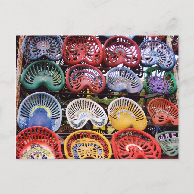 Traktorsitze auf der Traktorshow Postkarte (Vorderseite)