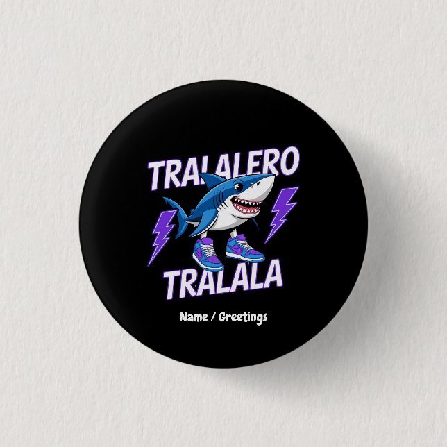 Tralalero Tralala Bootleg Funny Shark Meme Graphic Button (Vorderseite)
