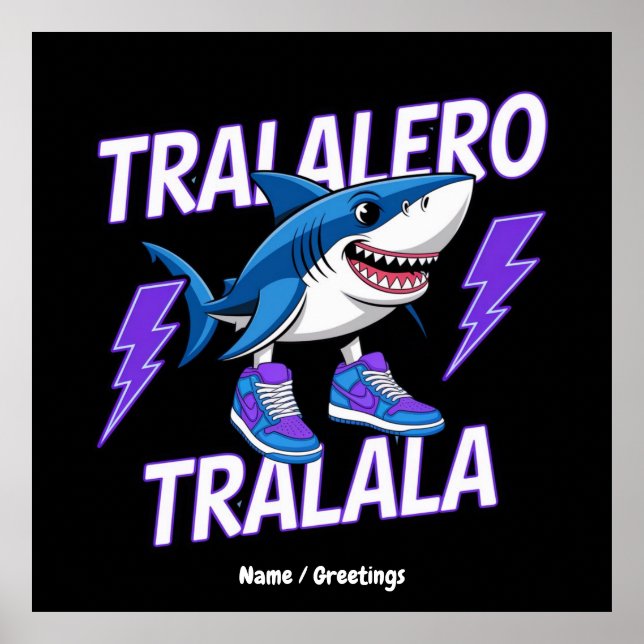 Tralalero Tralala Bootleg Funny Shark Meme Graphic Poster (Vorne)