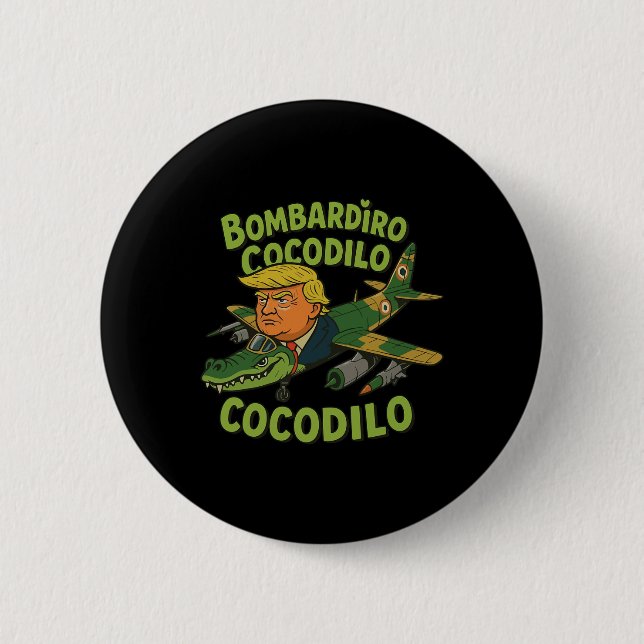 Tralalero Tralala Crocodilo Trump Italienischer Br Button (Vorderseite)