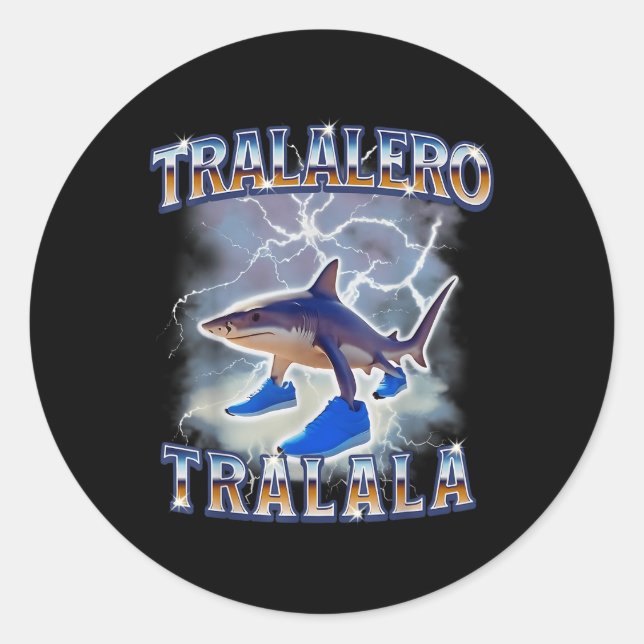 Tralalero Tralala Funny Shark Meme Bootleg Runder Aufkleber (Vorderseite)