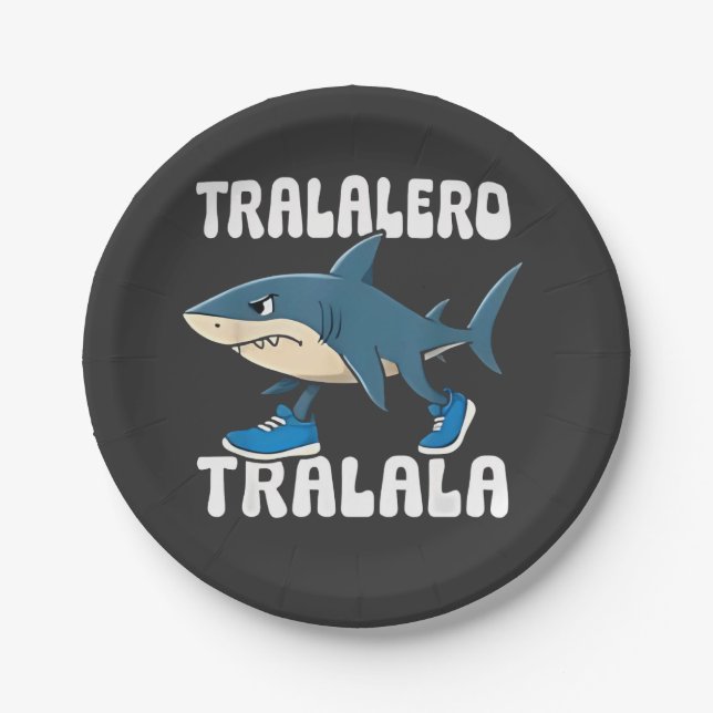 Tralalero Tralala Funny Shark Meme Pappteller (Vorderseite)