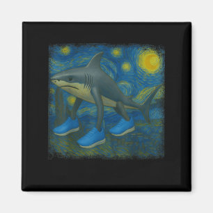 Tralalero Tralala Funny Shark Van Gogh Starry Nigh Magnet