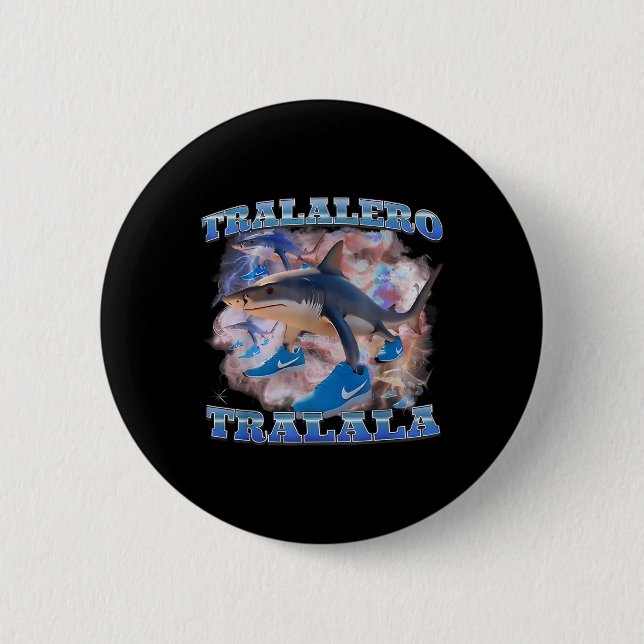 Tralalero Tralalala Funny Meme Italian Brainrot Ge Button (Vorderseite)
