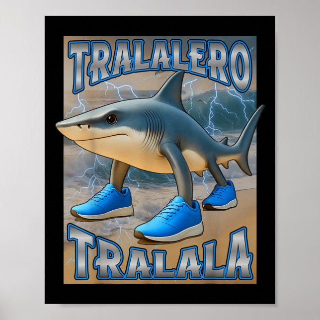 Tralalero Tralalala Italia Brainrot Meme Birthday  Poster (Vorne)