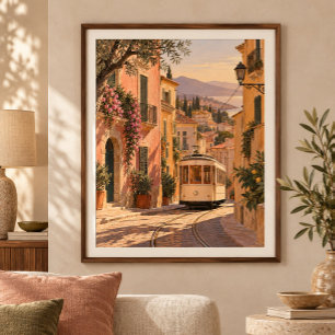 Tram durch das Ochre-Viertel Kunstprint Poster