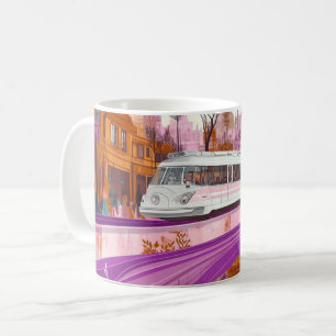 Tram im Vintage-Stil, wahrscheinlich inspiriert vo Kaffeetasse