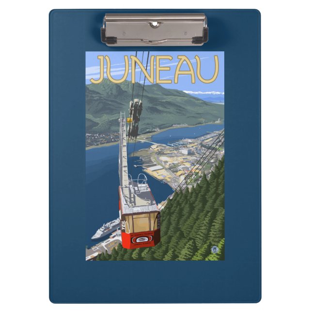 Tram über Juneau, Alaska Vintages Reise-Plakat Klemmbrett (Vorderseite)