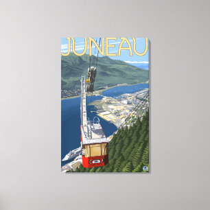 Tram über Juneau, Alaska Vintages Reise-Plakat Leinwanddruck