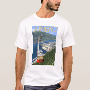 Tram über Juneau, Alaska Vintages Reise-Plakat T-Shirt