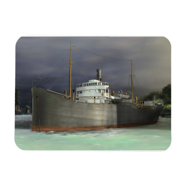 Tramp Steamer Nautic Art Magnet (Horizontal)