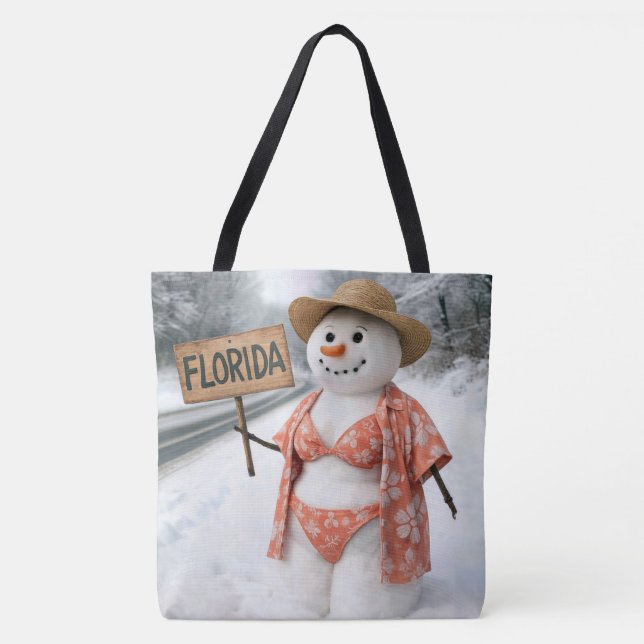 Trampende Schneefrau mit Florida-Schild (Vorderseite)