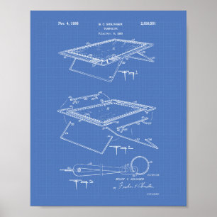 Trampolin 1958 Patentart Blueprint Poster