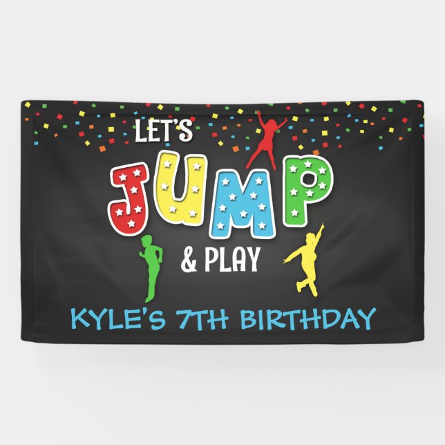 Trampolin Birthday Banner - Junge (Horizontal)