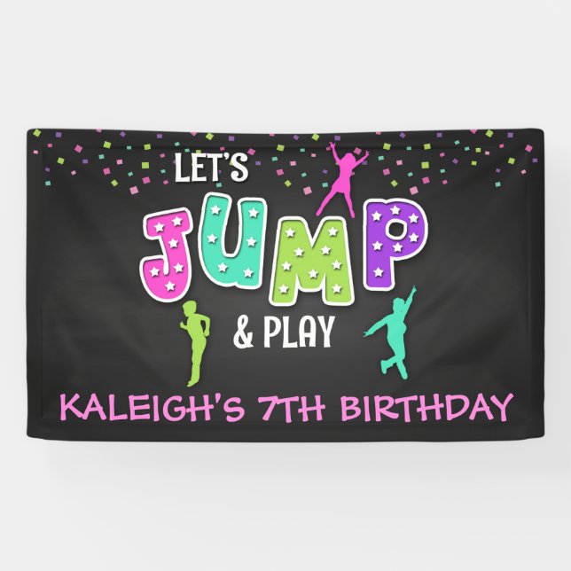 Trampolin Birthday Banner - Mädchen (Horizontal)