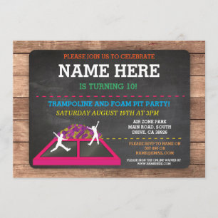 Trampolin Foam Pit Jump Party Geburtstagslustig Ei Einladung