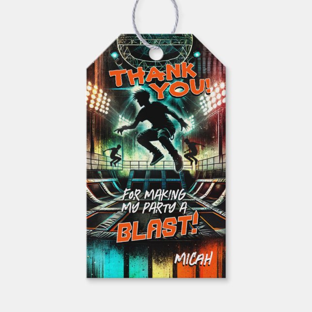 Trampolin-Gastgeschenk Geschenkanhänger (Vorderseite)