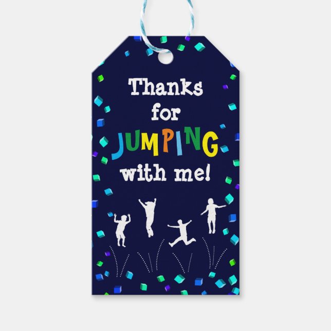 Trampolin oder Bounce Gastgeschenk Vielen Dank Tag Geschenkanhänger (Vorderseite)