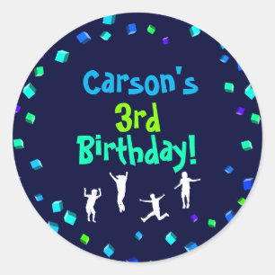 Trampolin oder Bounce Party Runder Aufkleber