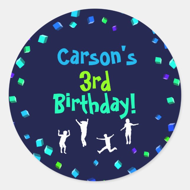 Trampolin oder Bounce Party Runder Aufkleber (Vorderseite)