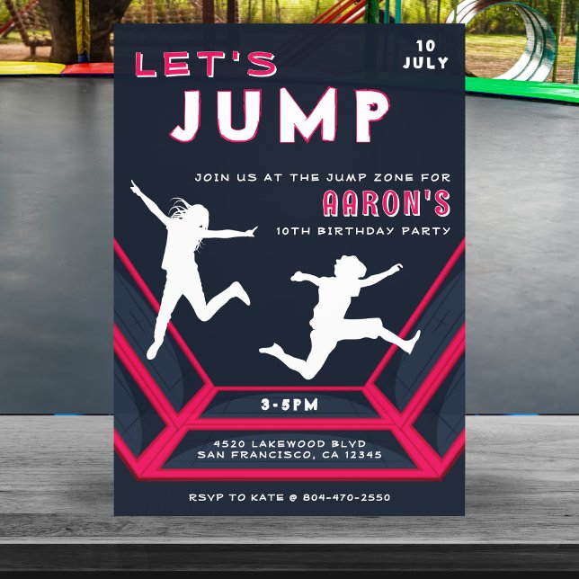 Trampolin Park Let's Jump Red Birthday Party Einladung (Trampoline Park Let's Jump Red Birthday Party Invitation
)