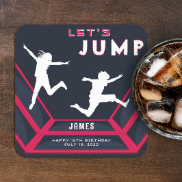 Trampolin Park Let's Jump Red Birthday Party Rechteckiger Pappuntersetzer