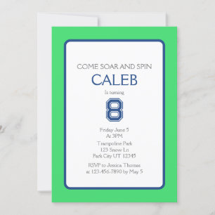 Trampolin Park Soar und Spin Geburtstag Einladung