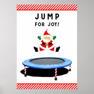 Trampolin springender Weihnachtsmann Poster