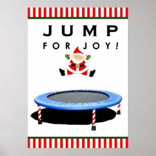 Trampolin springender Weihnachtsmann Poster