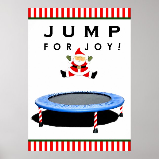 Trampolin springender Weihnachtsmann Poster (Vorne)