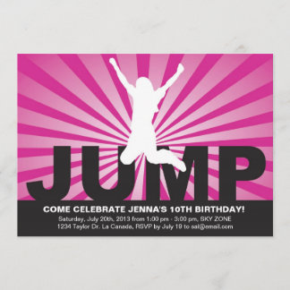 Trampoline Geburtstagsparty Einladung für ein Mädc