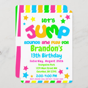 Trampoline Jump Park Party in Neonfarben Einladung